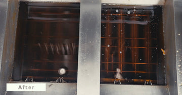 dirty frying oil next to clean frying oil