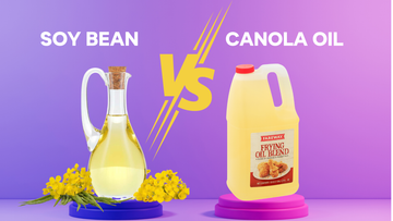 soybean vs canola oil graphic design showing a back to back comparison