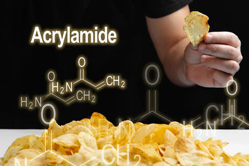 acrylamide chemical destroying frying oil in a graphic showing fried food