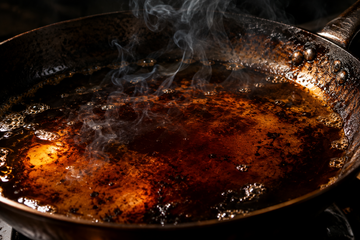 dark bad and bitter frying oil