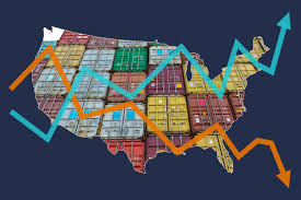 graphic of united states showing the tariffs going up and down with inflation