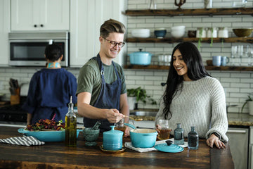employees cooking a home cooked meal