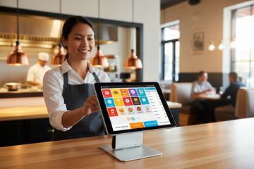 employee working restaurant pos system